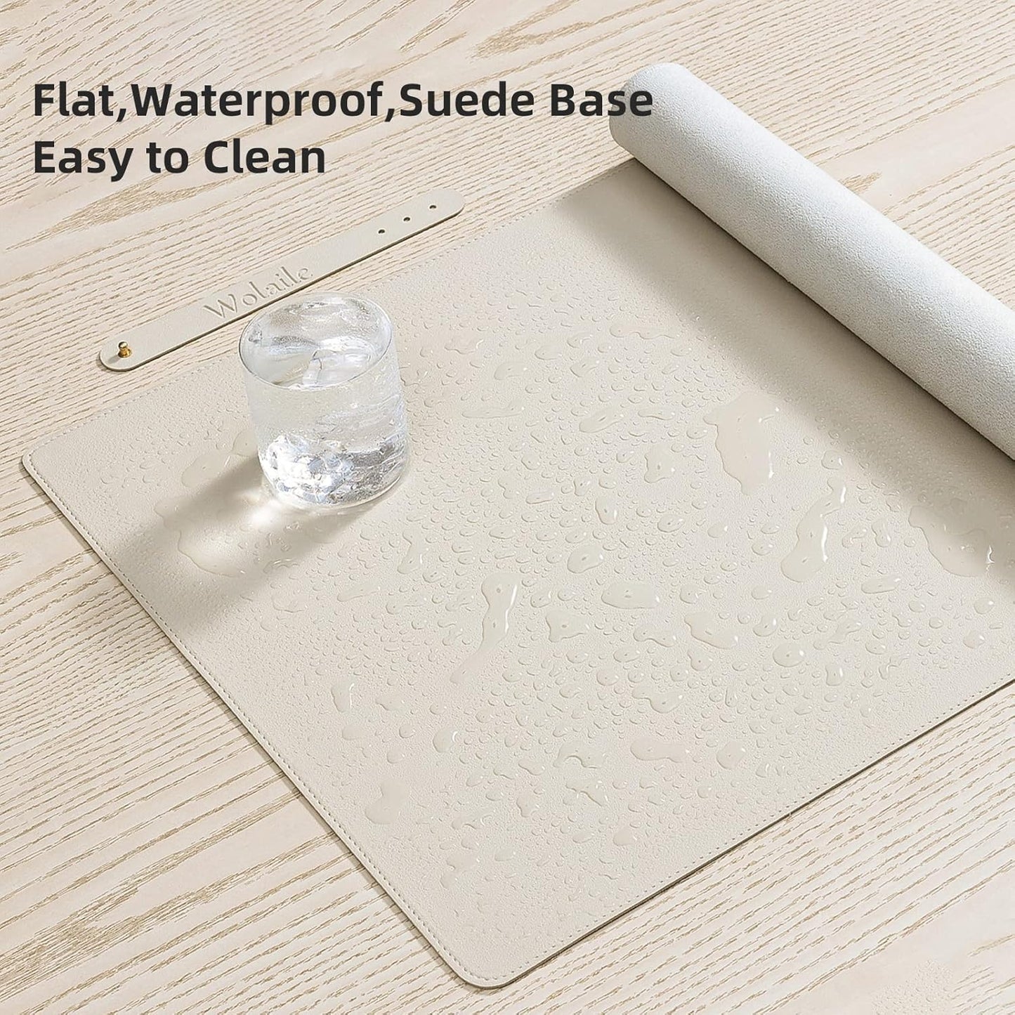 Leather Desk Pad,Wolaile 36x17 inch Large Mouse Pad,Waterproof Non-Slip Writing Desk Blotter,Computer Mat Desktop Protector for Office Home,Black