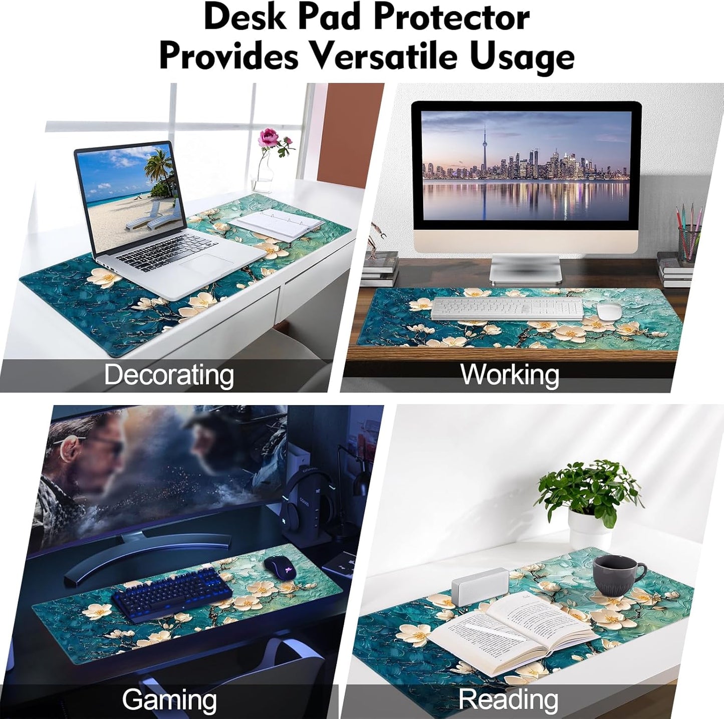 Galdas Mouse Pad For Gaming,Forest Background Pattern XXL XL Large Mouse Mat Long Extended MousePad Desk Mat Non-Slip Rubber Mice Pads Stitched Edges Thin (31.5 x 11.8 x 0.12 Inches) Tree