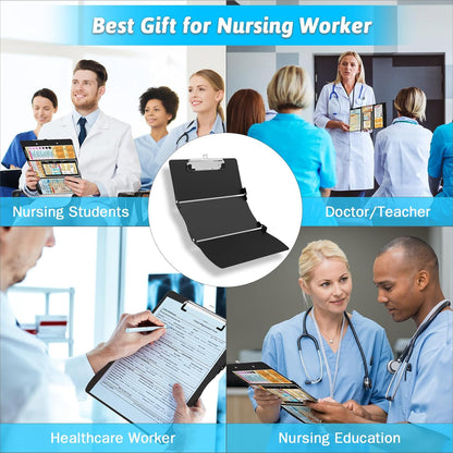 Clipboard Foldable Without Edition Cheat Sheets Aluminum 3 Layers Foldable Clipboards Pocket Size Profile Clip Clipboards Notepad for Students, Nurses,Contractor Trucker Driver