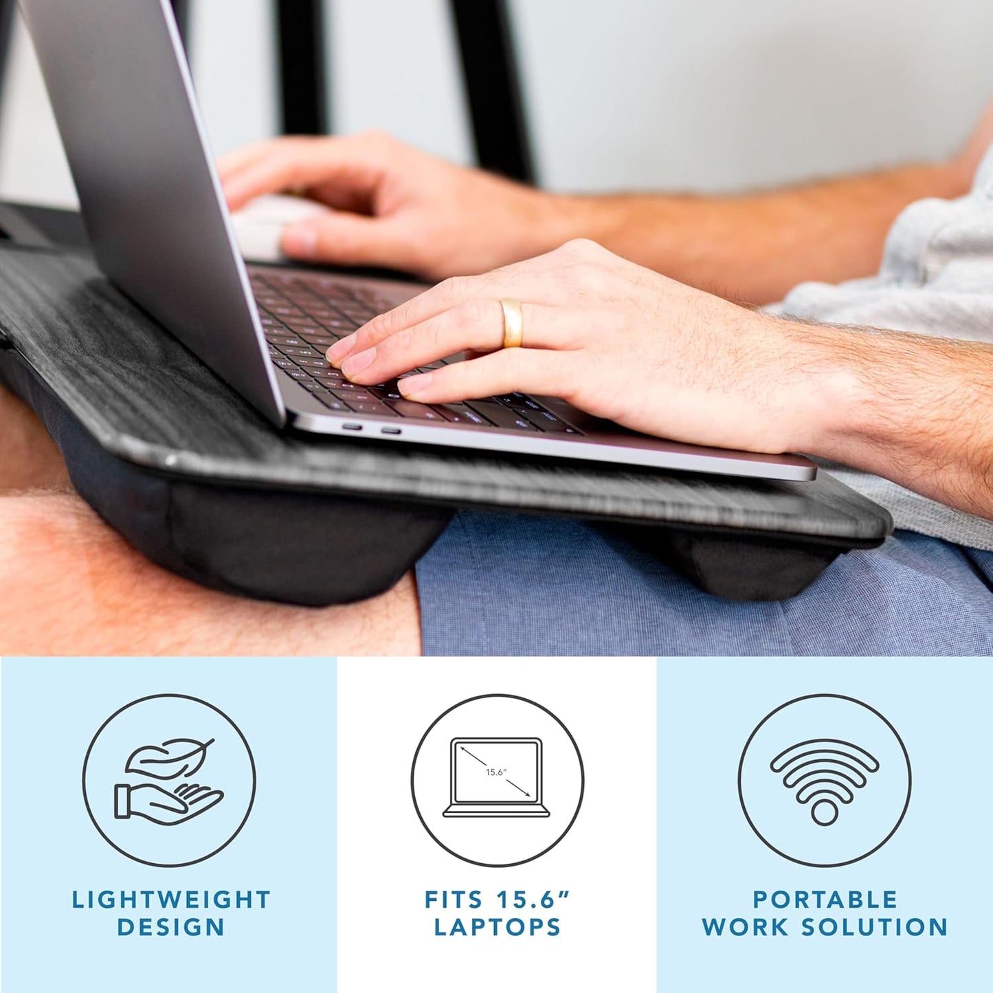 LAPGEAR Home Office Lap Desk with Device Ledge, Mouse Pad, and Phone Holder - Black Carbon - Fits up to 15.6 Inch Laptops - Style No. 91588