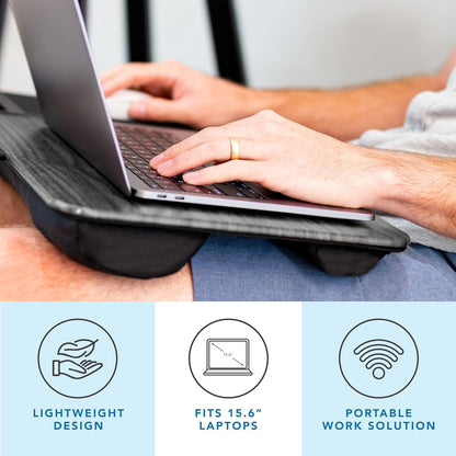LAPGEAR Home Office Lap Desk with Device Ledge, Mouse Pad, and Phone Holder - Black Carbon - Fits up to 15.6 Inch Laptops - Style No. 91588