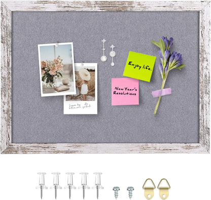 Cork Board Bulletin Board, 11.8x8.6 inches Mini Decorative Hanging Framed Cork Boards for Walls, Pin Board Vision Board for School Home Office, Bulletin Board with Wooden Frame(2230,WH,1p)