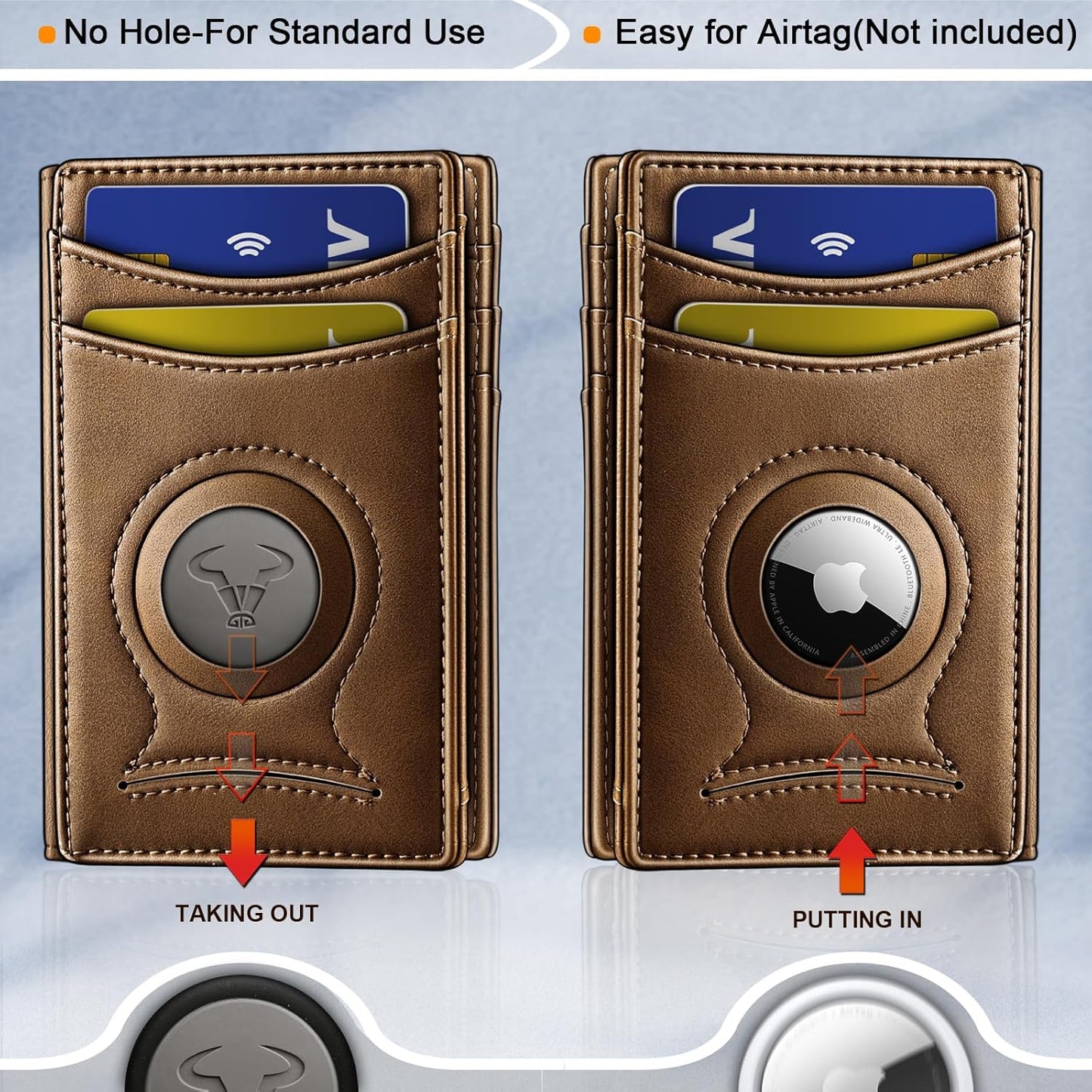 BULLIANT Men Airtag Wallet,Slim Wallet Money Clip Card Holder Magnetic Closure 12 Cards in Front Pocket RFID Blocking