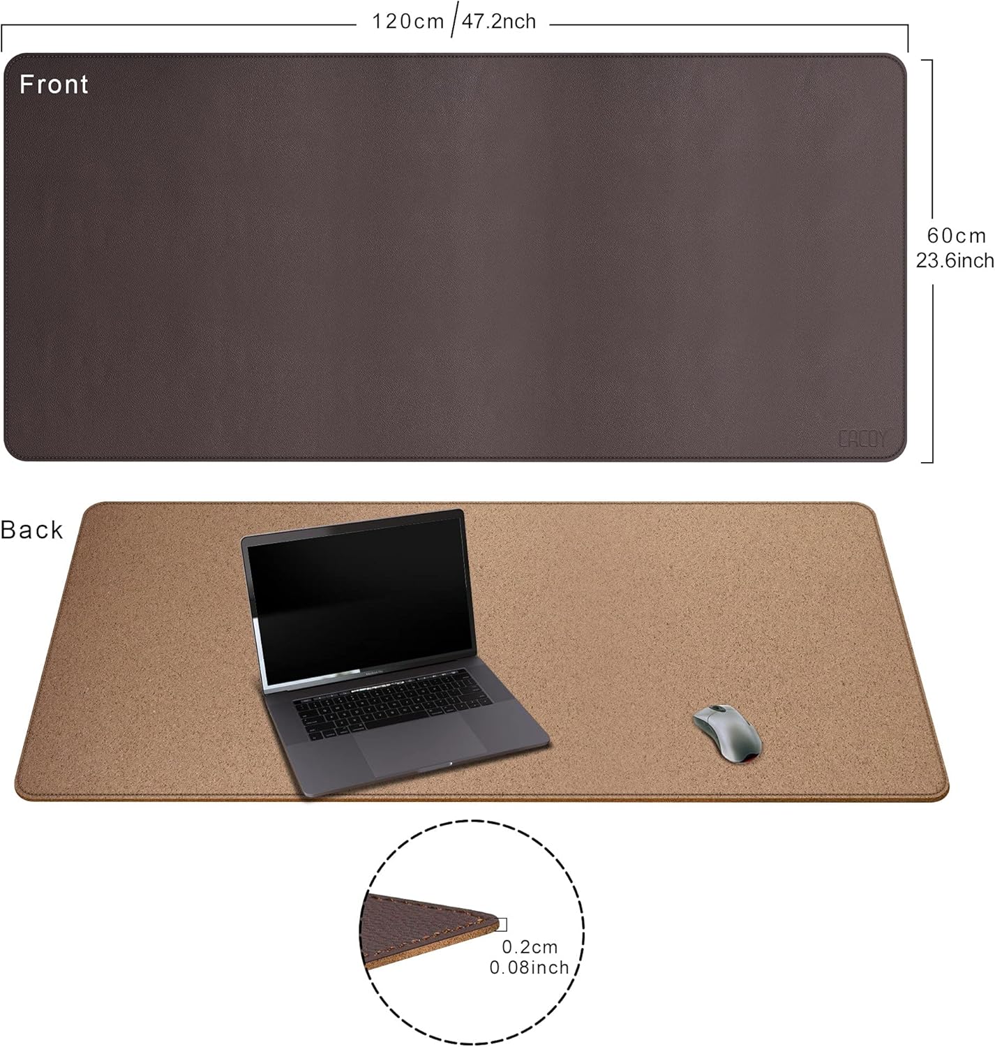 Cacoy 36" x 20" Leather Desk Mat for Home Office, Extra Large PU Leather Desk Pad Blotters, Waterproof Computer Keyboard Mat, Extended Gaming Mouse Pad, Desk Protector for Desktop and PC Laptop, Black