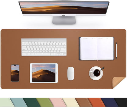 AFIING Large Desk Mat 47" x 17", Dual-Sided Natural Cork & PU Leather Desk Pad, Non-Slip Waterproof Mouse Pad for Office, Home & Gaming, Black