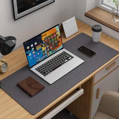 K KNODEL Felt Desk Mat, Large Desk Pad Protector, Office Computer Desk Mat for Keyboard, Non-Slip Mouse Pad (Dark Gray, 31.5"x11.8")