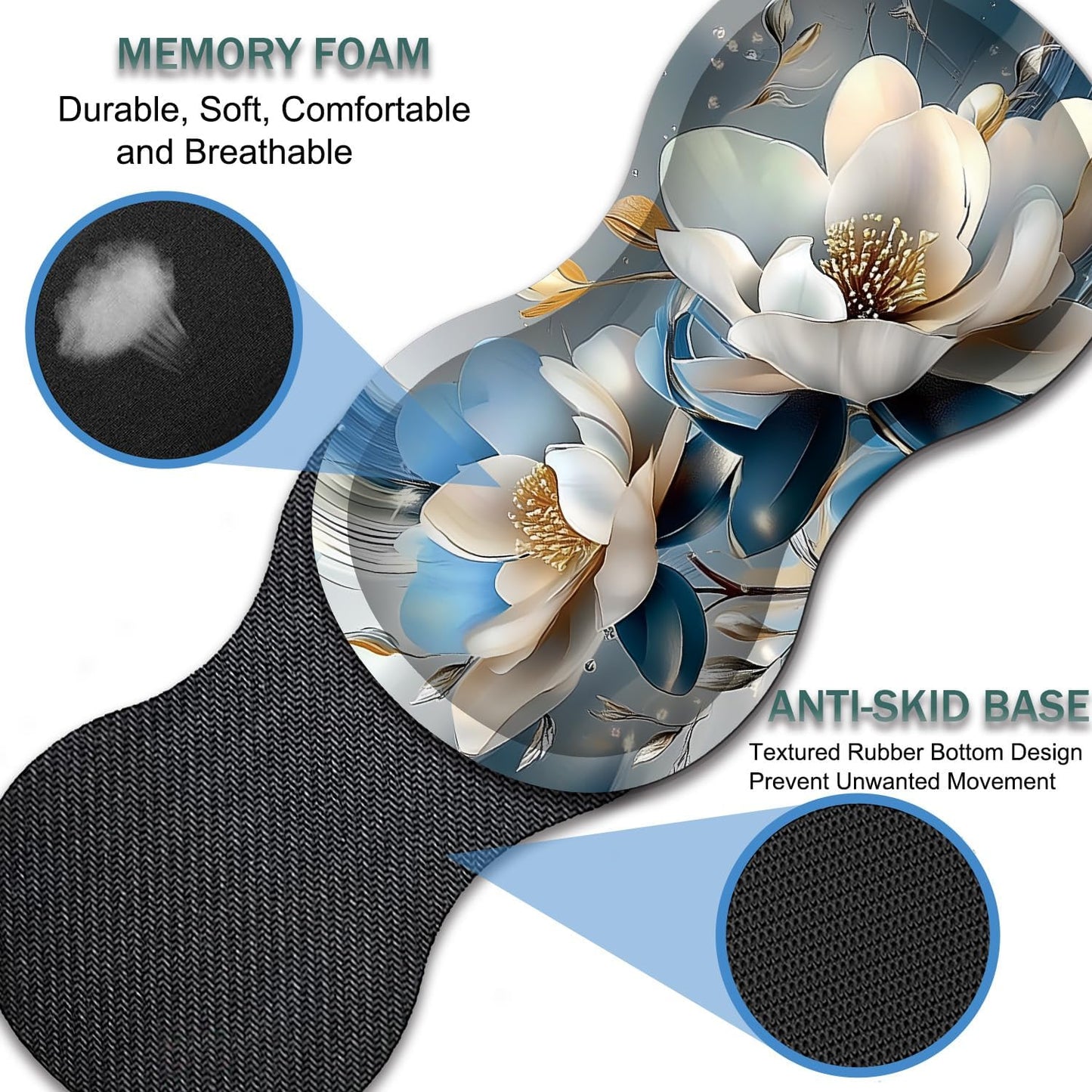 Mouse Wrist Rest and Keyboard Wrist Rest Pad Set, Non-Slip Rubber Base Smooth Surface Ergonomic Gaming Mouse Pad for Easy Typing and Pain Relief, Antique Blue Wood Grain Dog Paw + Coaster