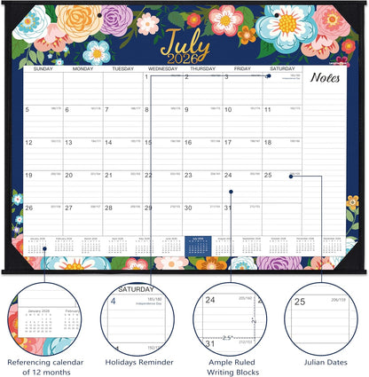2026-2027 Desk Calendar - Large Desk Calendar 2026-2027, JUL 2026 - DEC 2027, 22" x 17", 18 Months Calendar Large, Desk/Wall Calendar 2-IN-1 with Corner Protectors, Desk Pad, To-Do List & Notes - Blue
