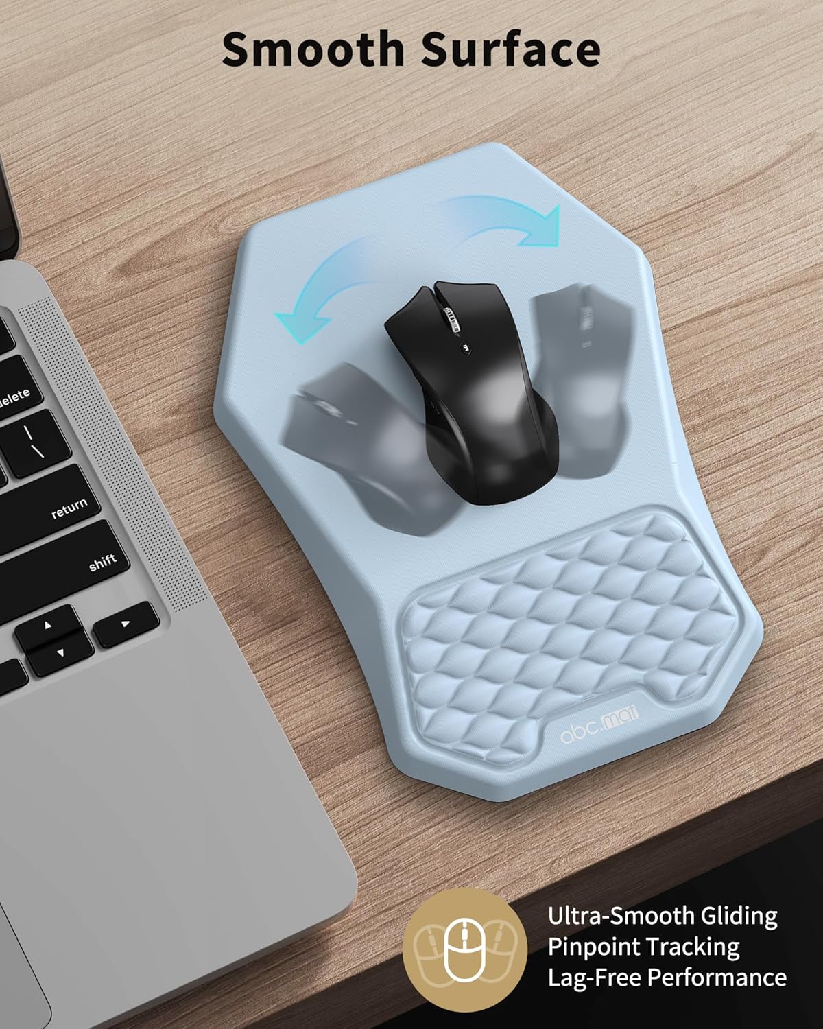 Ergonomic Mouse Pad and Keyboard Wrist Rest Support Set, Massage Design Mousepad for Carpal Tunnel Pain Relief, Memory Foam, Non-Slip PU Base for Computer Desk, Black
