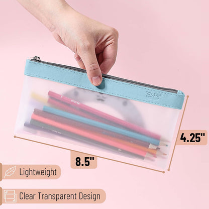 Mr. Pen- Clear Pencil Pouch, 8.50"x4.25", 3 Pack, Durable TPU Material, Medium Water-Resistant Pencil Bags with Smooth Zipper, Multipurpose Clear Pouch for Stationery, School, Office, Travel Supplies