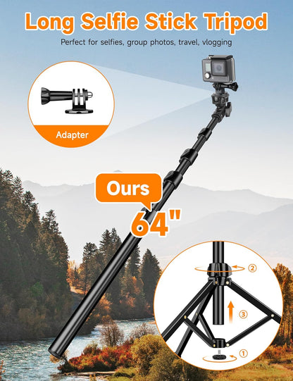 Phone Tripod, 86" Tall Tripod for iPhone with Flexible Gooseneck & Remote, Portable Aluminum Cellphone Stand for Selfies, Video Recording,Travel, Compatible with iPhone Android