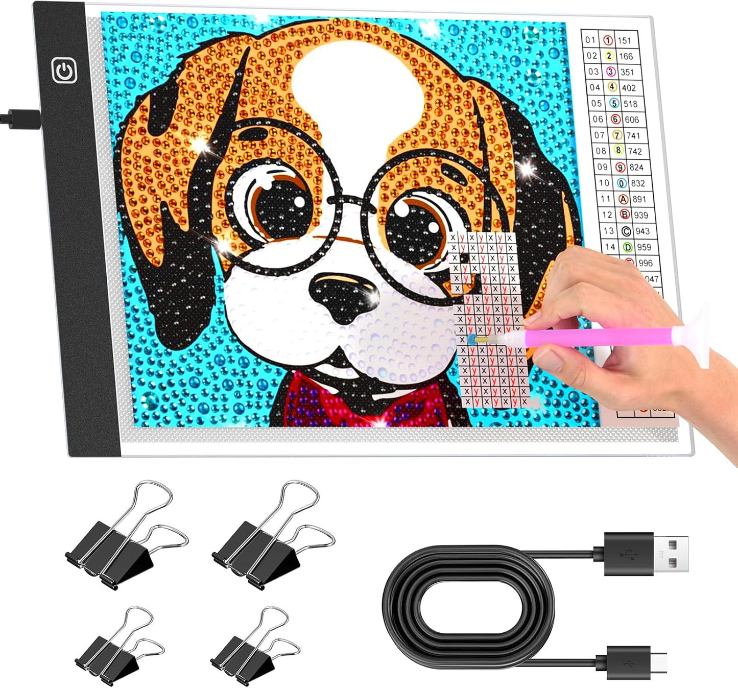 comzler A4 LED Light Board, 3 Level Dimmable Brightness USB Power Artcraft Light Table for Tracing, Light Drawing Sketch Pad for Animation, Sketching, Drawing, Stenciling, Artists - Black