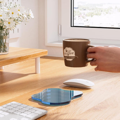 Acrylic Coaster Decorative Plates, Irregular Bar Drink Coaster, Clear Cloud Shape Coffee Cup Coaster, Perfect for Tabletop Protection and Accessories Display.(Gold)