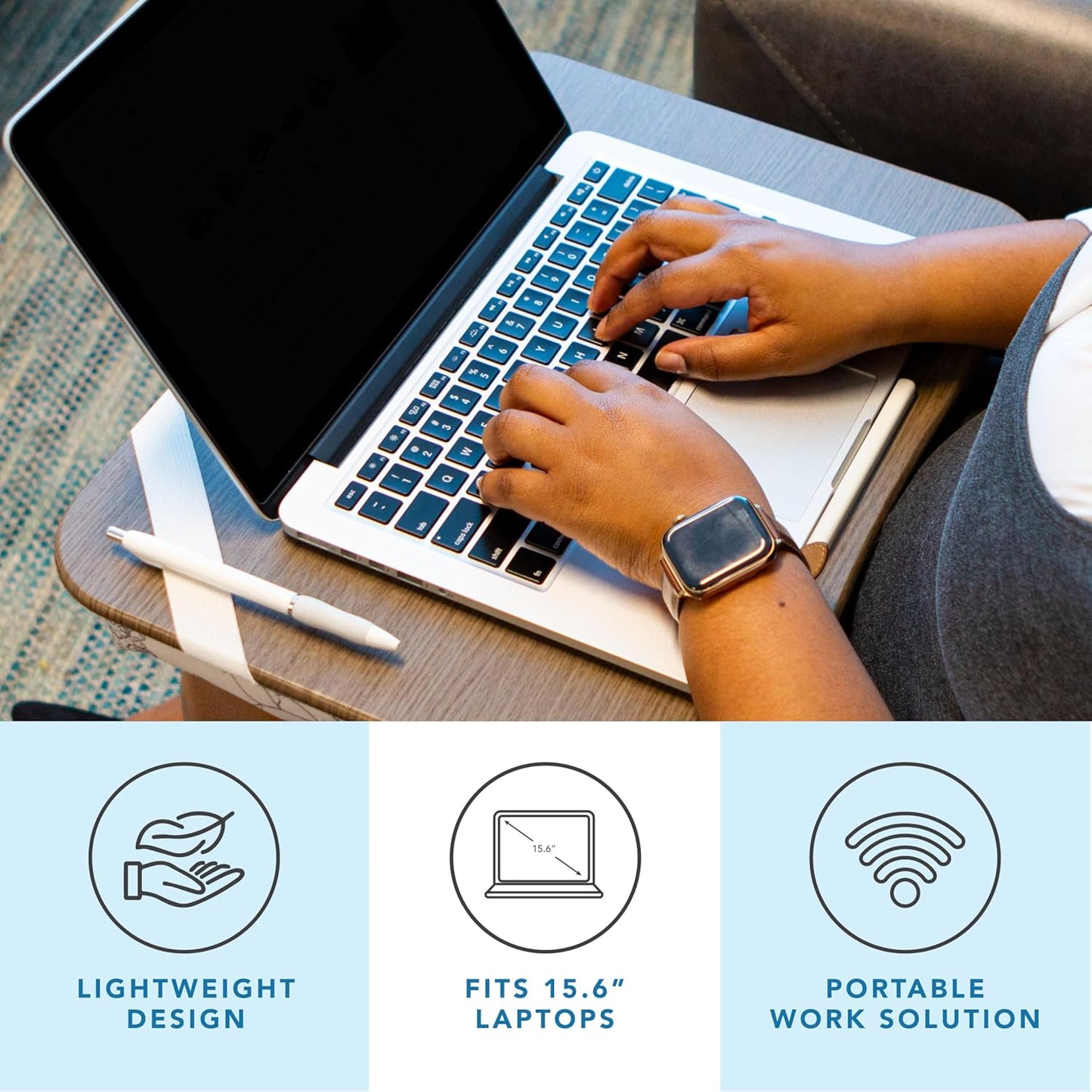 LAPGEAR Designer Lap Desk with Phone Holder and Device Ledge - Arrow Stripes - Fits up to 15.6 Inch Laptops - Style No. 45411