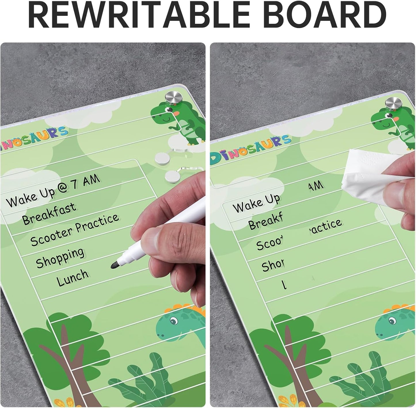 NiHome Acrylic Magnetic to Do List Planning Board with Sliders & Desktop Stand, Chore Chart for Kids & Adults, Checklist Routine Chart Task Board for Fridge & Desk, for Magnetic Metal Surfaces Only