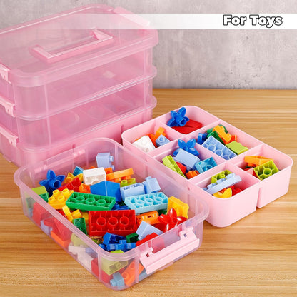 CraftGenes Art Supply Storage Organizer with 2 Removable Trays, 4-Layer 10QT Durable Craft Organizers and Storage for Sewing, Tool, Office Supplies, Art, Craft Supplies