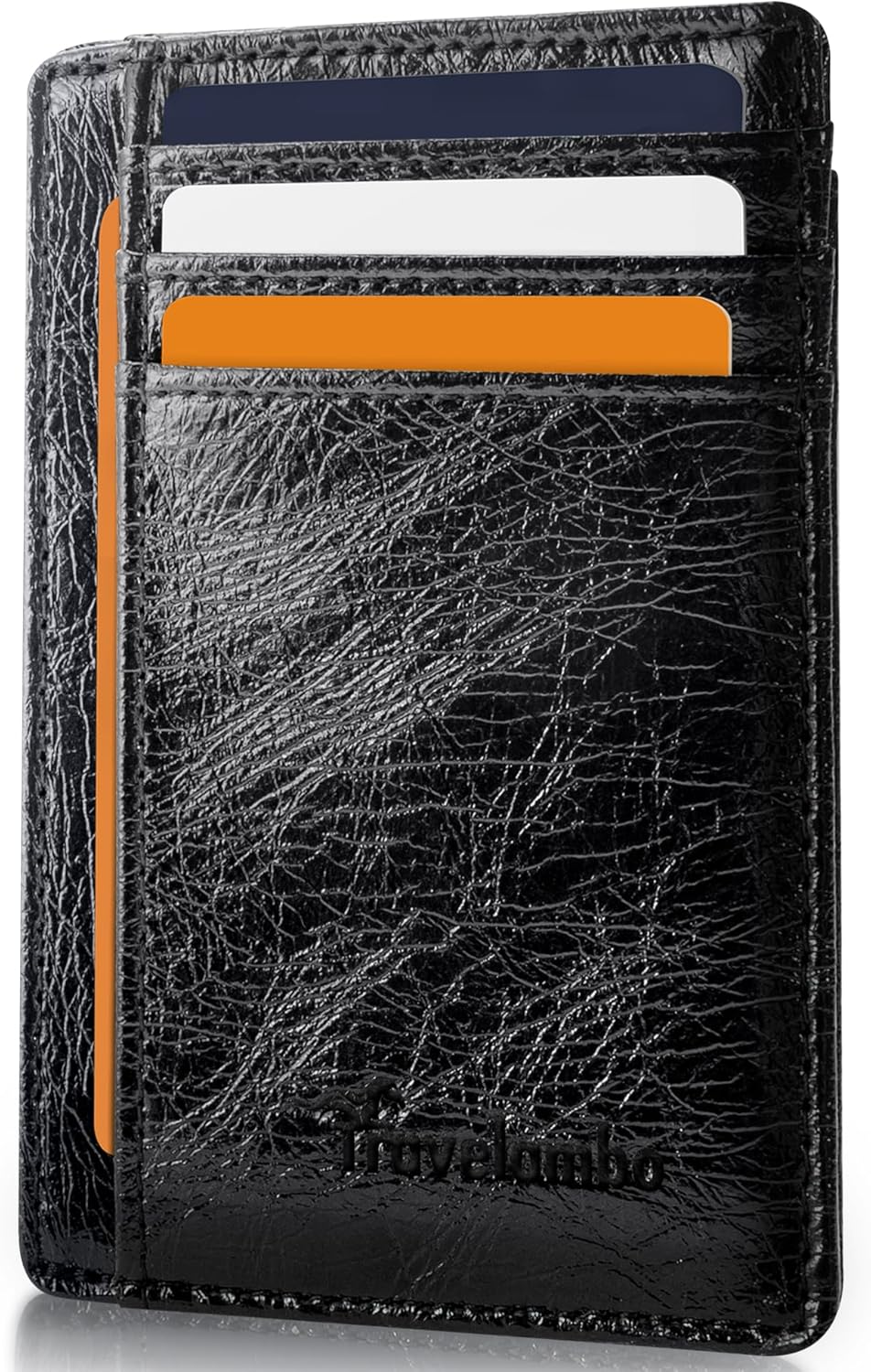 Travelambo Slim Wallet Front Pocket Minimalist Leather RFID Blocking Medium Size
