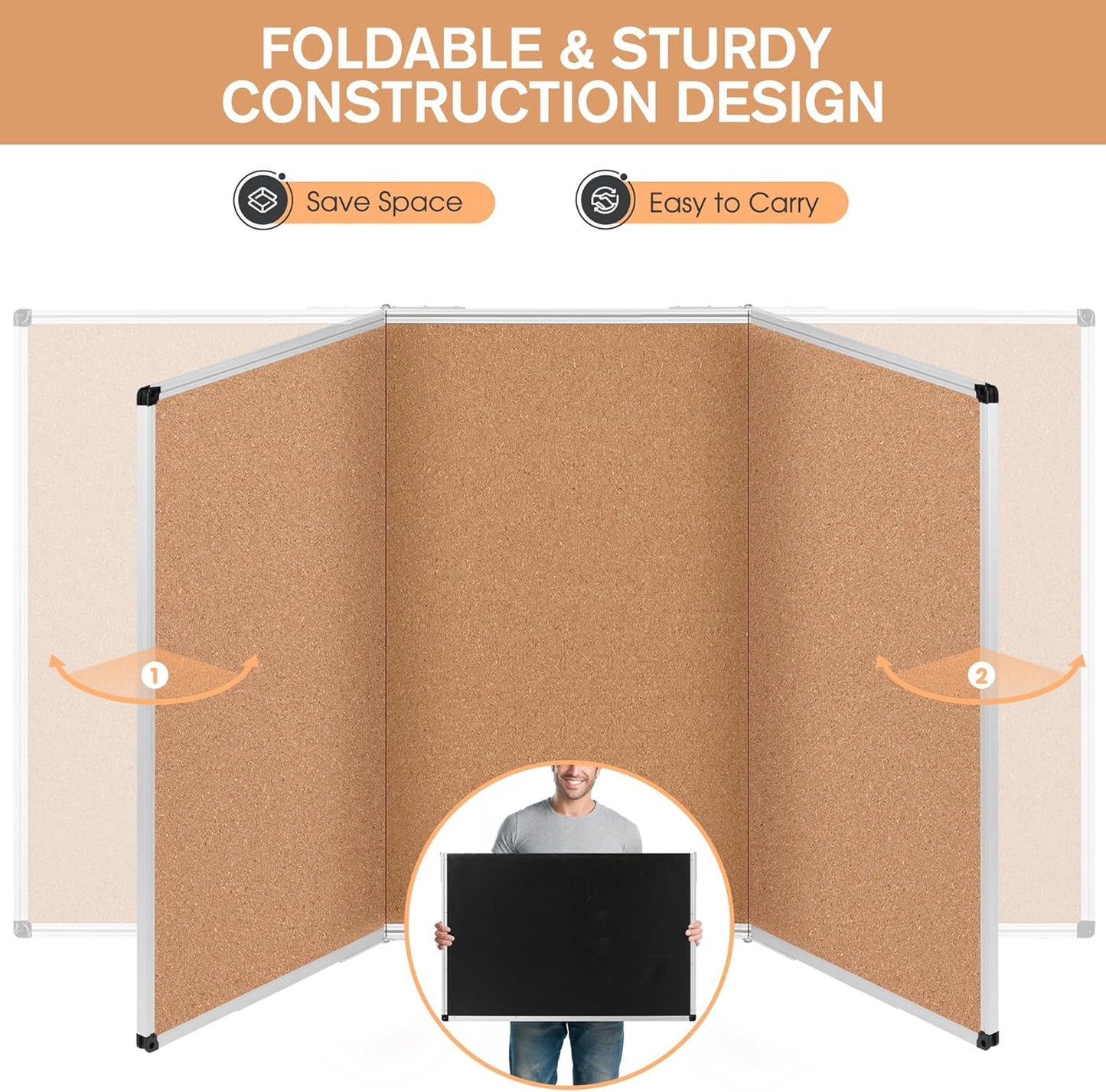 Bulletin Board 36 x 48, Silver Aluminium Framed 4x3 Large Wall Mounted Cork Office Notice Pin Board
