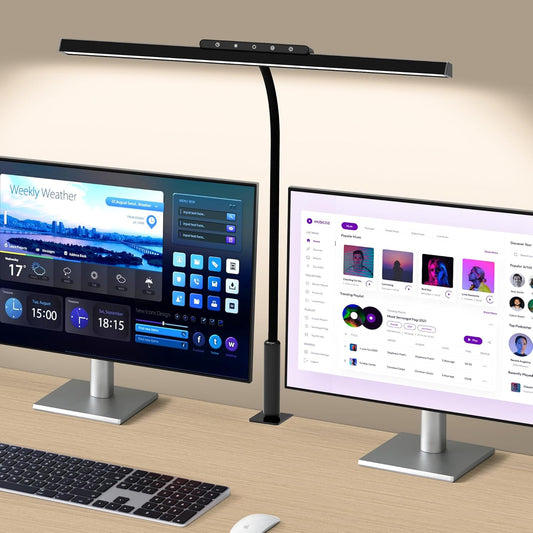 Desk Lamp, 3 Colors Stepless Dimming LED Desk Lamps for Home Office Adjustable Memory Desk Light with Clamp Touch Control Office Lamp Eye Caring Computer Light for Working Sewing(White)