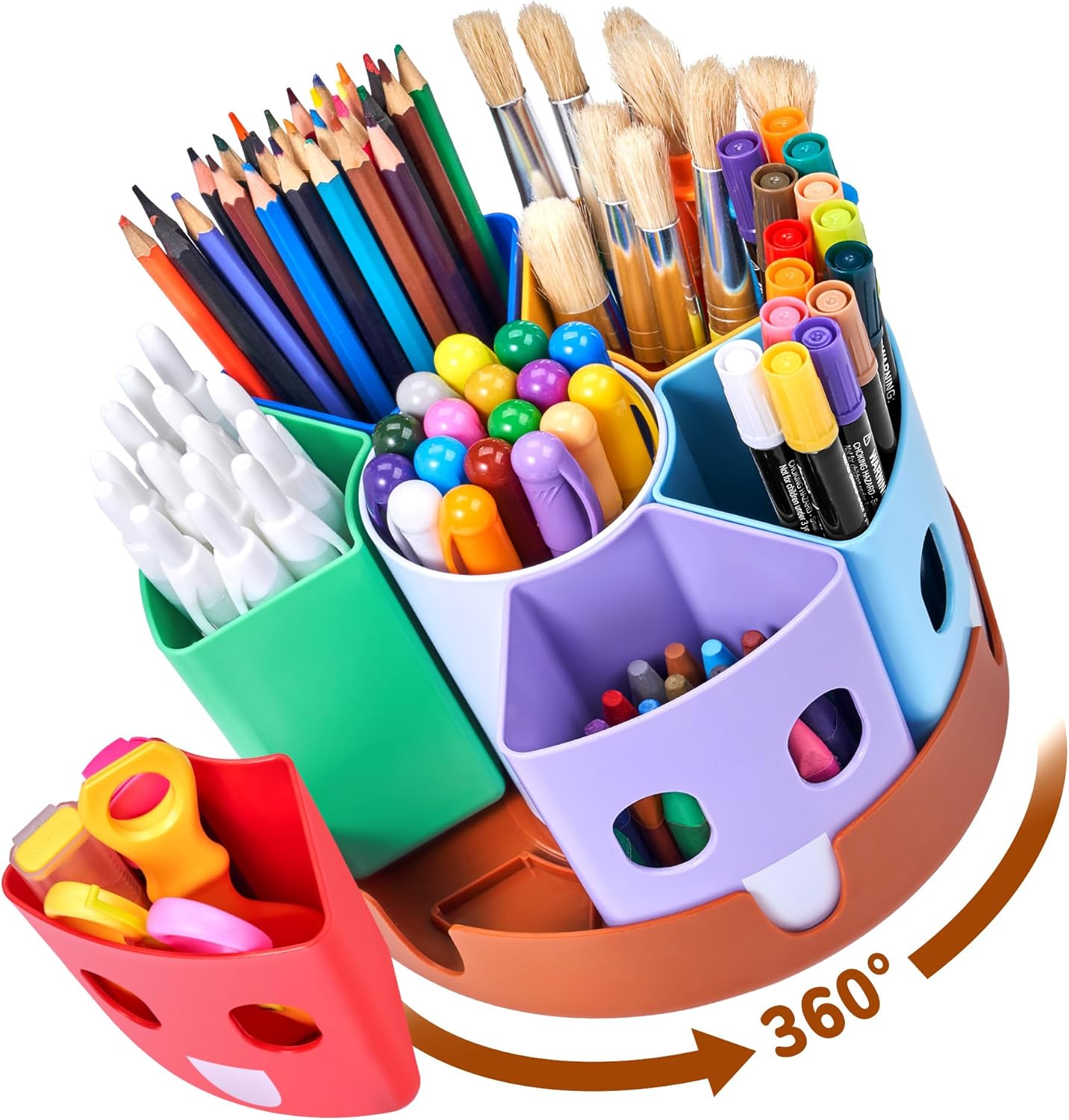 GAMENOTE Rotating Art Supplies Organizer - Lazy Susan Office School Supply for Kids Desk Organization and Storage Homeschool Craft Caddy Classroom Organization (Large)