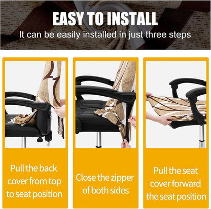 Smiry Stretch Printed Office Chair Armrest Covers, 2 Pcs Soft Fit Removable Washable Computer Desk Chair Arm Covers Protector, Black