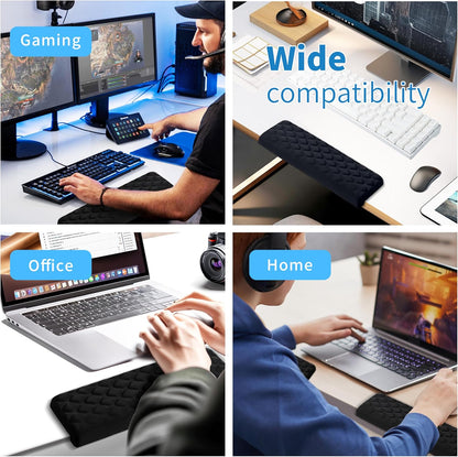 MEKASS L-Shaped Desk Wrist Rest Elbow, Forearm & Wrist Comfort Support for Table or Desk Edge, Non-Slip, Memory Foam Padding 2-Piece Set (Oval Black