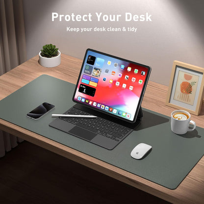 Aothia Leather Desk Pad Protector, Mouse Pad, Office Desk Mat, Non-Slip PU Leather Desk Blotter, Laptop Desk Pad, Waterproof Desk Writing Pad for Office and Home(Dark Blue,31.5" x 15.7") - Colors A