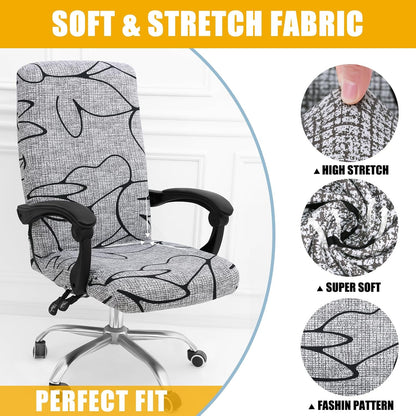 Smiry Stretch Printed Office Chair Armrest Covers, 2 Pcs Soft Fit Removable Washable Computer Desk Chair Arm Covers Protector, Black