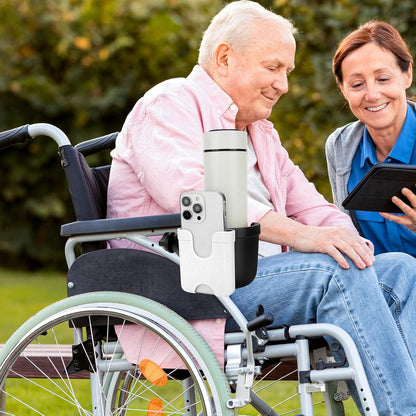 Accmor 2-in-1 Walker Cup Holder with Phone Holder, Wheelchair Cup Holder, Rollator Cup Holder, Cup Phone Holder for Walker, Wheelchair, Rollator, Mobility Scooter