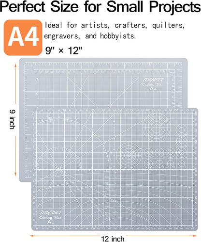 Density-upgraded 18"x12" Self Healing Cutting Mat, Idemeet Rotary Sewing Mat for Crafts, 5-Ply Blade Table Protector Cut Board for Fabric Leather Cutting Quilting Modeling Hobby Project, A3, Black