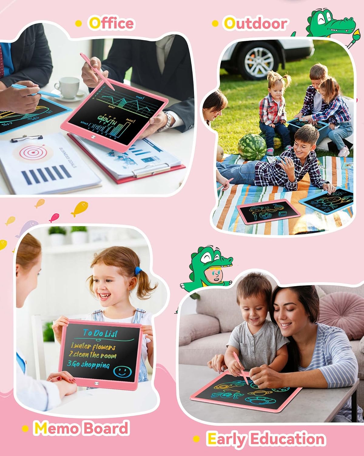 KOKODI 12 Inch LCD Writing Tablet with Anti-Lost Stylus, Erasable Doodle Board Colorful Toddler Drawing Pad, Car Travel School Games Toys for 3 4 5 6 7 8 Kids, Birthday Gift for Girls Boys Adults Blue