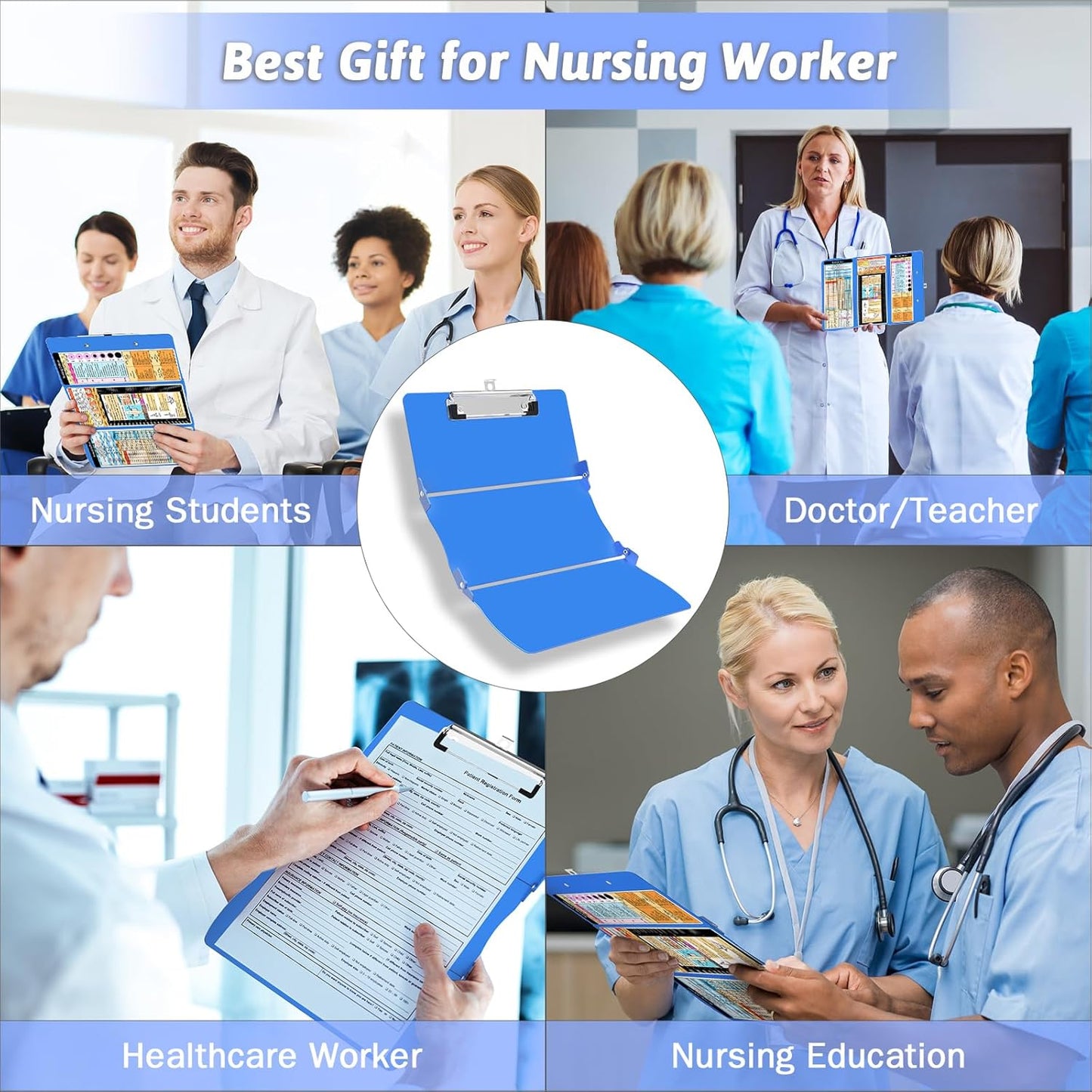 Clipboard Foldable Without Edition Cheat Sheets Aluminum 3 Layers Foldable Clipboards Pocket Size Profile Clip Clipboards Notepad for Students, Nurses,Contractor Trucker Driver