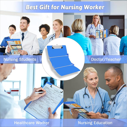 Clipboard Foldable Without Edition Cheat Sheets Aluminum 3 Layers Foldable Clipboards Pocket Size Profile Clip Clipboards Notepad for Students, Nurses,Contractor Trucker Driver