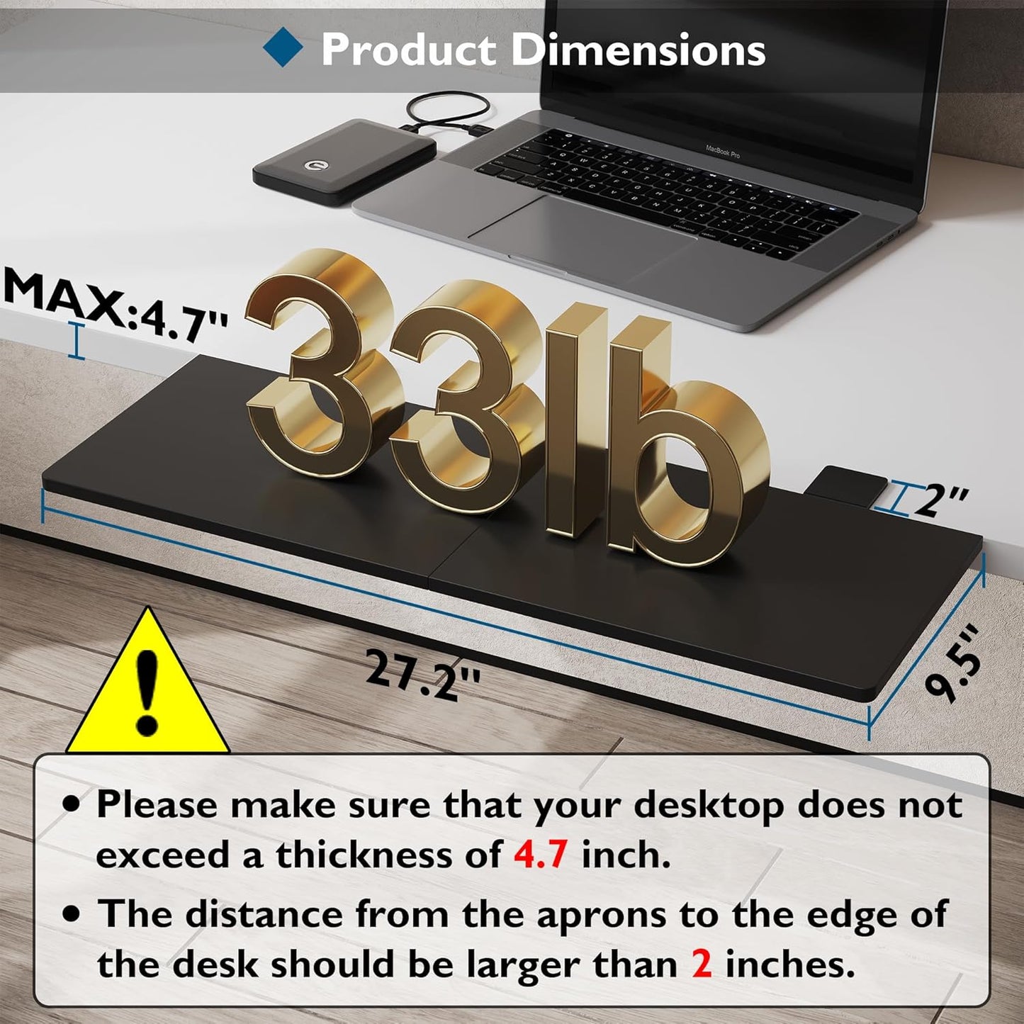 BONTEC Desk Extender Tray, 11.8"x5.9" Table Mount Arm Wrist Rest Shelf, 90°Foldable Elbow Support, Clamp on Computer Arm Rest for Desk, Office & Home Use, Durable & Easy to Install, Black Carbon Fiber