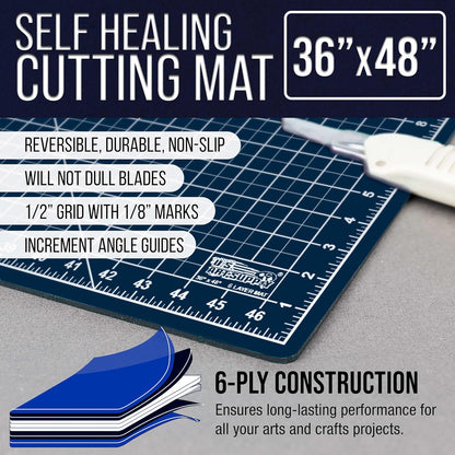 U.S. Art Supply 36" x 48" Self-Healing Cutting Mat 5-Ply - Double-Sided Green/Black Craft Mat, Non-Slip Cutting Mats for Crafts, Sewing, Quilting, Scrapbooking