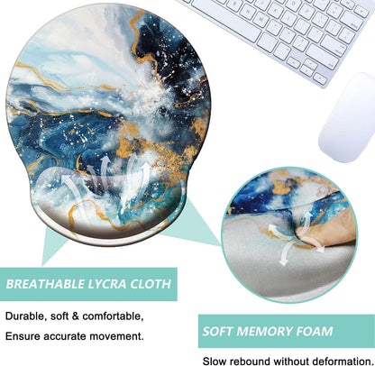 Mouse Pad with Wrist Support, Ergonomic Mouse Pad with Memory Foam Wrist Rest Cushion, Non-Slip Rubber Base Gaming Mice Pad for Home Office Computer Laptop, Flowers Grass