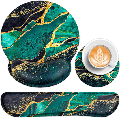 Ergonomic Keyboard Wrist Rest, Mouse Pad with Wrist Rest Anime, Cat Gaming Mousepad with Wrist Support, Memory Foam Wrist Rest Set for Computer Keyboard, Funny Cute Office Desk Accessories