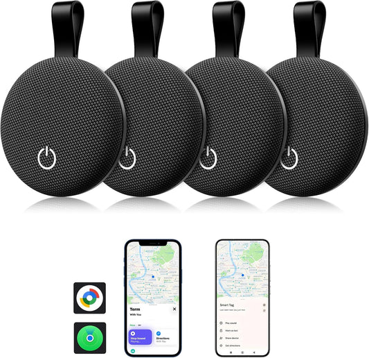 Air Tracker Smart Tags iOS & Android, Bluetooth Key Finder Locator with Sound, IP65 Waterproof Tracking Device, Replaceable Battery Item Finder for Luggage, Keys, Wallets, Pets, Backpack