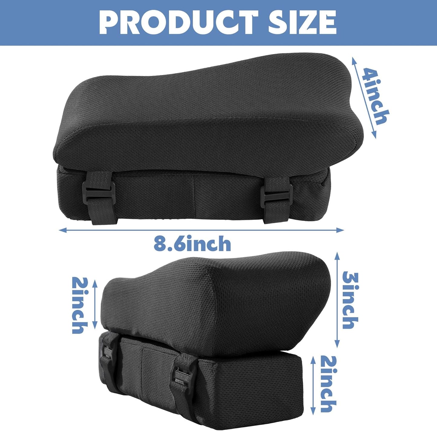MABOZOO Gel Ergonomic Office Chair Arm Pads, Set of 2 Height Adjustable Arm Pads for Elbows Forearms Pressure Relief, Office Chair Cushion (Black)