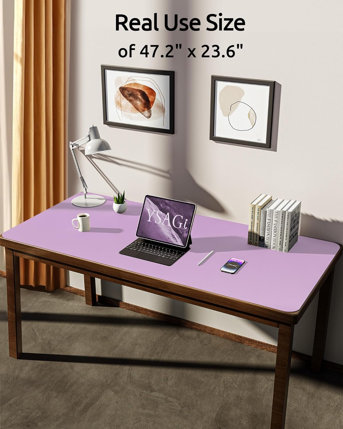 YSAGi Large Extended PU Leather Desk Pad Protector – Non-Slip Waterproof Desk Mat for Office & Home, Easy Clean Mouse Pad & Laptop Writing Blotter 35.4"x17" Black - Colors B