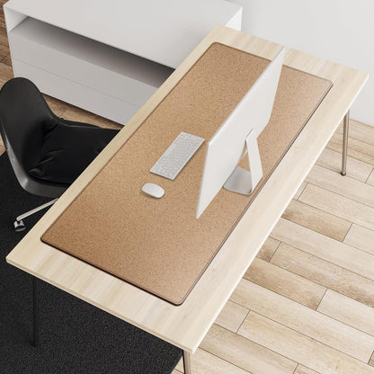 Vyaaa PU Leather & Cork Desk Mat, 39.4"x15.7" Dual Sided Computer Desk mat, Waterproof Large Mouse Pad, Non-Slip Office Desk pad, Office Desk Protector for Work/Gaming/Home (Black)