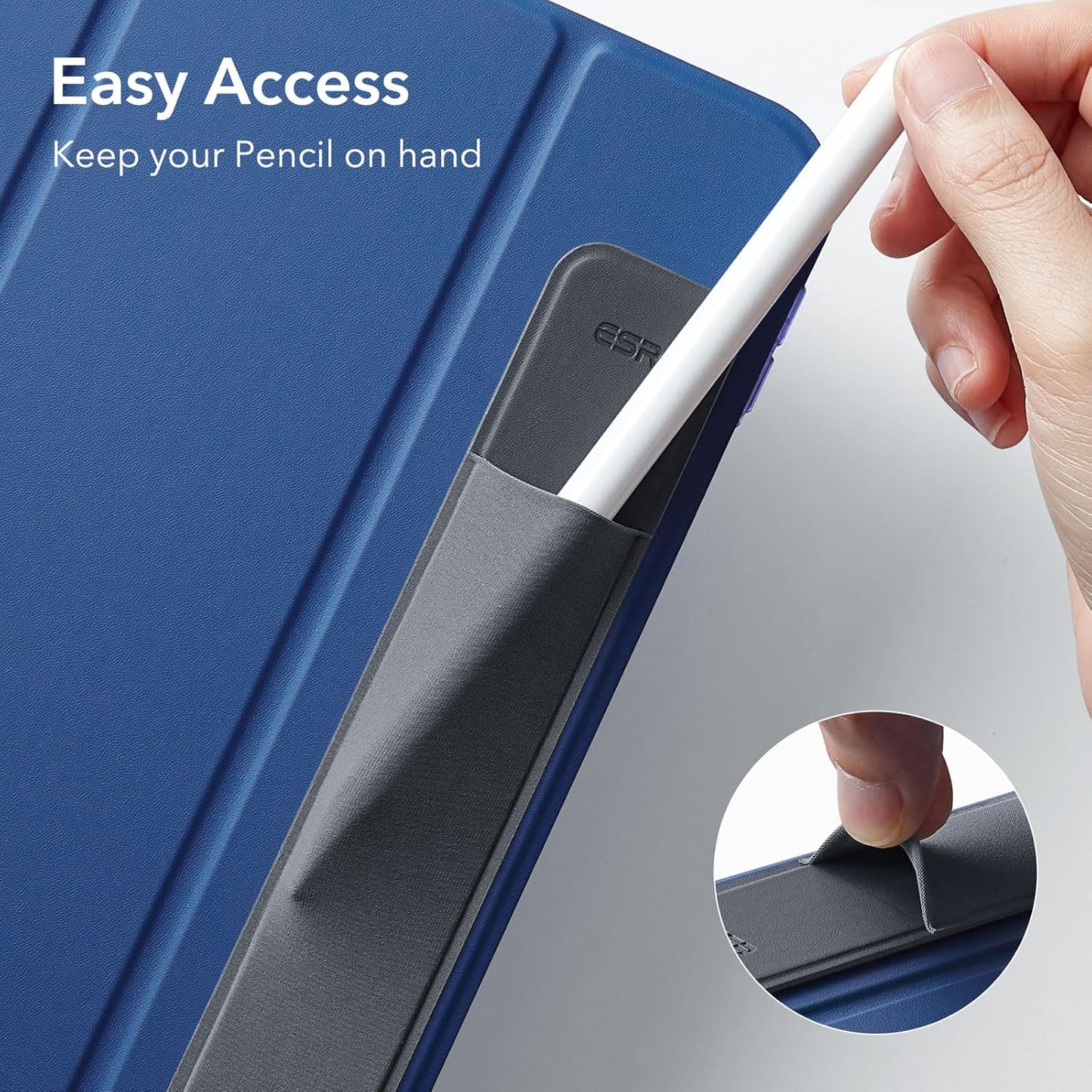 ESR Pencil Case Holder Compatible with The Pencil (Pro and 1st and 2nd Gen), Elastic Pocket for Stylus Pen [Pencil Protected and Safe] Pouch Adhesive Sleeve Attached to Case for Pencil, Black