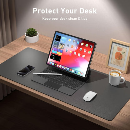 Aothia Non-Slip PU Leather Waterproof Laptop Desk Pad Protector, Blotter Mat, Writing and Mouse Pad for Office & Home, Beige, 23.6" x 13.7" - Colors B