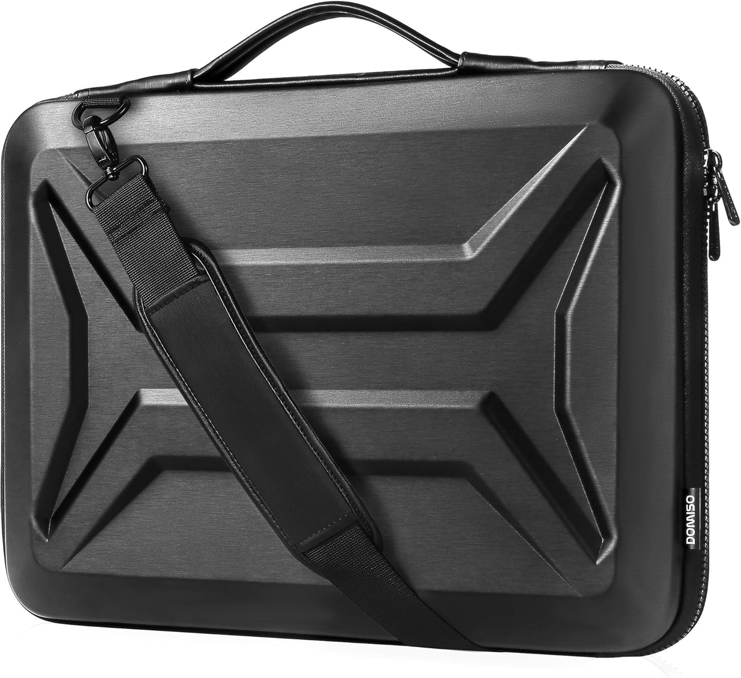 DOMISO 15.6-16 Inch Laptop Hard Case, Waterproof Shockproof Hard Shell Laptop Sleeve Protective Carrying Case with Retractable Handle for Macbook Pro/Lenovo IdeaPad Legion/HP ENVY/Dell XPS,Black