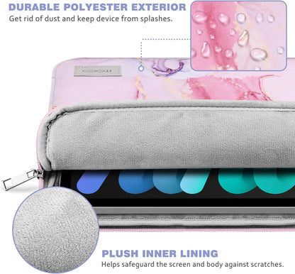 MoKo 9-11 Inch Tablet Sleeve Bag Carrying Case Fits iPad Pro 11 M5/Air M3, iPad A16 2025, i-Pad 10th 10.9, i-Pad 9/8/7th Gen 10.2, iPadAir 5/4th 10.9, Tab S8 11"/Tab A 10.1,Cloudy Pink