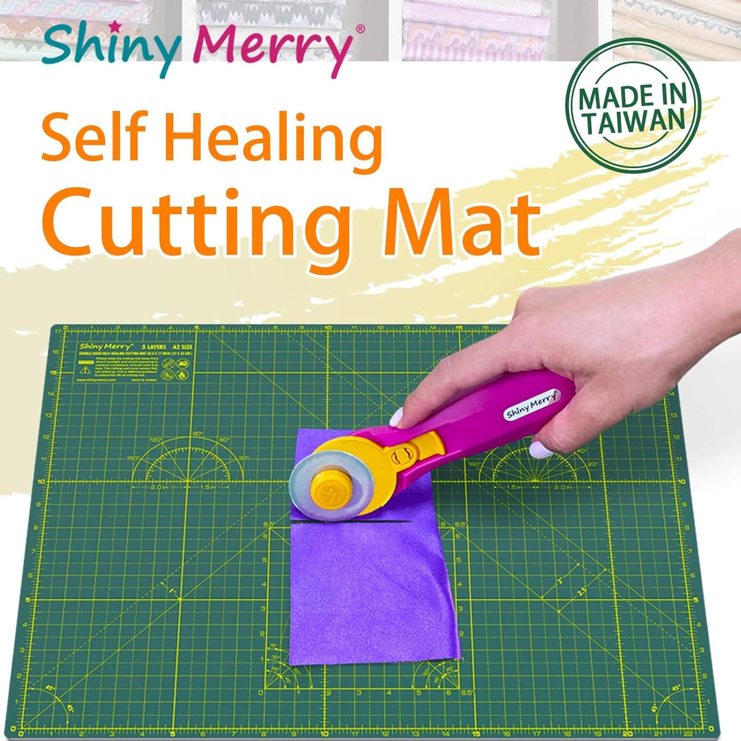 Self Healing Cutting Mat A3 12"x18" – Double Sided 5-Ply Craft Mat for Sewing, Quilting, Fabric, Scrapbooking – Pink/Purple