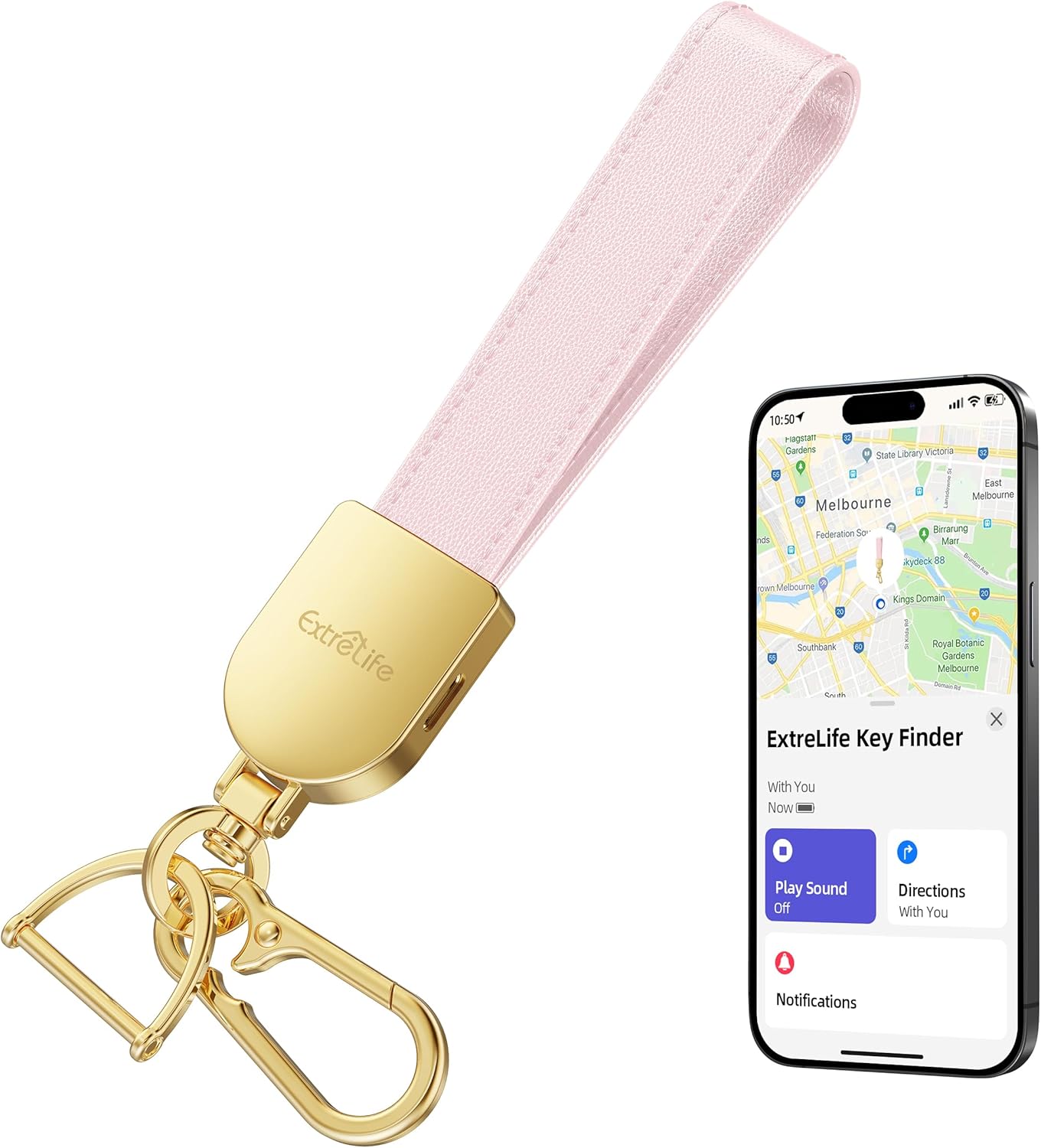 Keychain, Works with Apple Find My, Leather Car Keychain for Women and Men, Car Key Fob Holder, Key Chain with GPS Tracker, Anti-Lost Smart Keys Finder, Rechargeable, Black