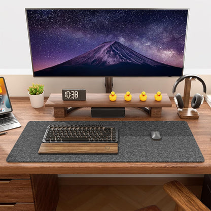 Auhoahsil Felt Desk Mat, Minimalist Large Mouse Pad XXL 35.5 x 15.7 in, Desk Matt for Desktop, Keyboard, Laptop, Computer, Office, Work from Home, Gaming, White