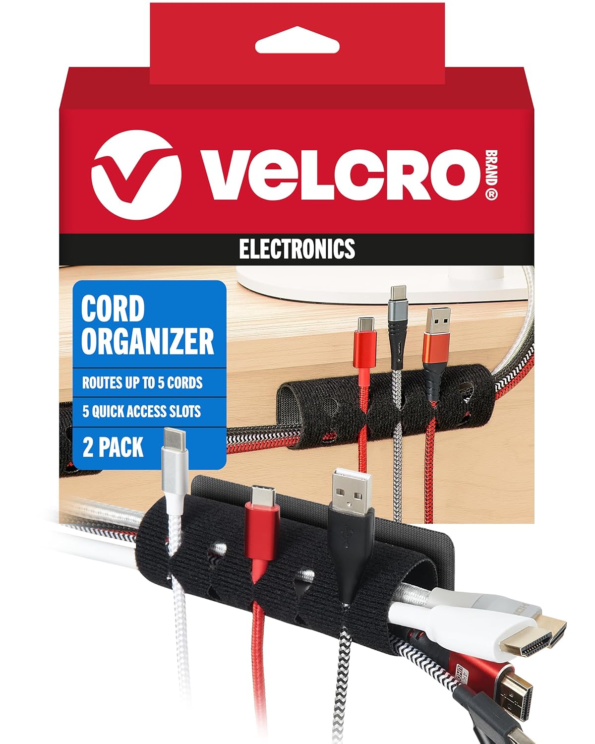 VELCRO Brand Reusable Cable Ties, Practical Tech Gifts for Men, 100 Pack 6 Inch Cable Management Ties for Electronics and Desk Organization, Black
