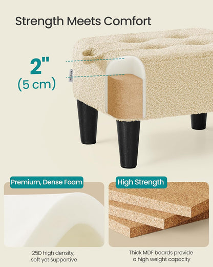SONGMICS Foot Stool with Legs, Small Footstool Ottoman, Velvet Seat with Thick Cushion, for Living Room, Bedroom, Entryway, 330 lb Weight Capacity, Jelly Pink ULOM501R01
